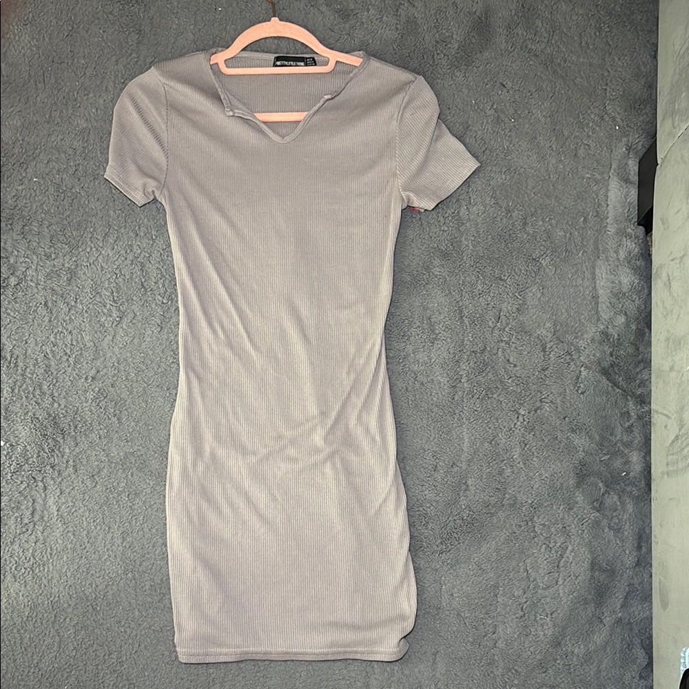 Gray Short Sleeve Bodycon Dress